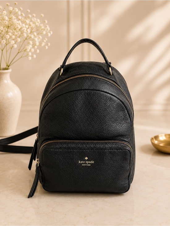 kate spade Handbags - Kate Spade Black Leather Mini Backpack Gold Hardware Travel Purse